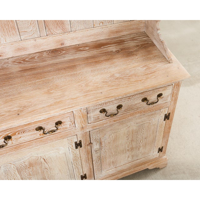 Late 20th Century Country English Cerused Limed Oak Welsh Cupboard Dresser For Sale - Image 12 of 18