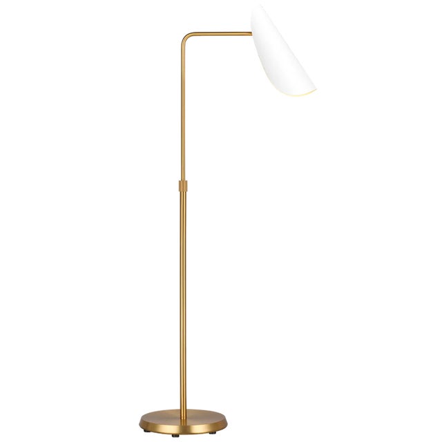 The Tresa one light floor lamp by AERIN is an adjustable floor lamp featuring a metal shade inspired by the shape of...