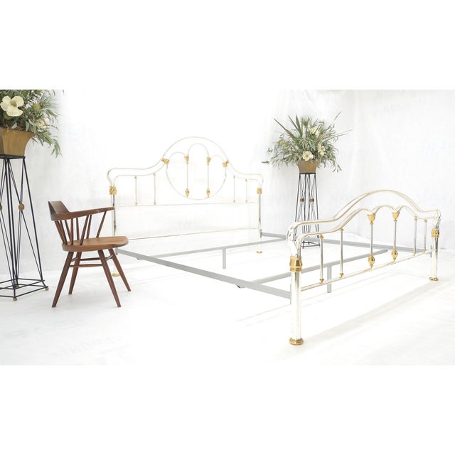 Mastercraft Brass & Silver Plated King Size Hollywood Regency Bed Frame Rails Mid Century For Sale - Image 4 of 12