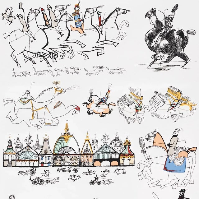 Schumacher x Backdrop Horses Wallpaper In Multi On White For Sale