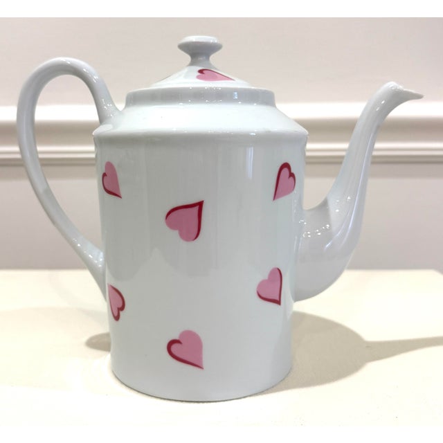 Limoges, France D Porthault "Coeurs" Porcelain Coffee Pot, Creamer and Sugar Bowl For Sale - Image 4 of 12