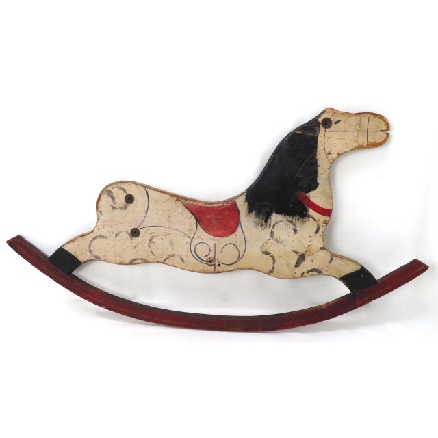 Antique American Hand Painted Childs Rocking Horse Side Panel For Sale - Image 13 of 13