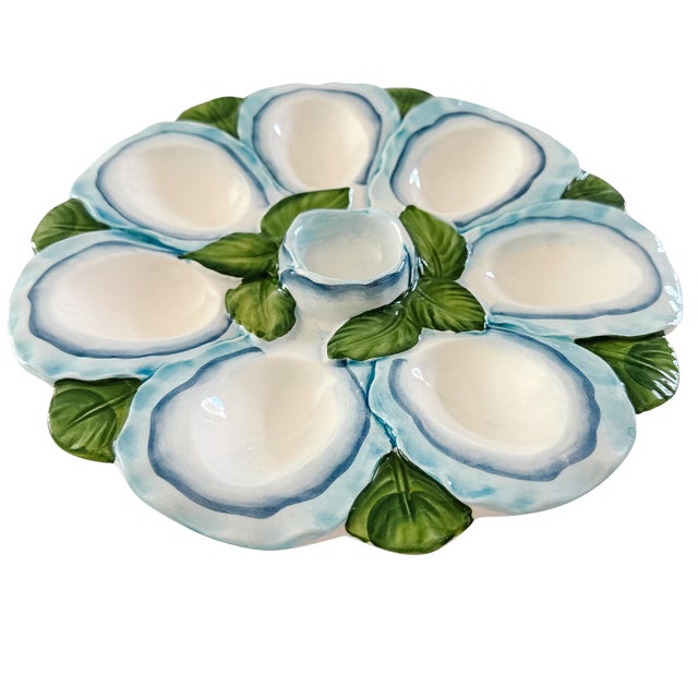 Ceramic Contemporary Italian Ceramic Oyster & Deviled Egg Plate – Bassano Del Grappa Majolica For Sale - Image 7 of 9