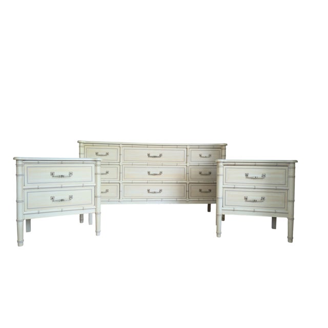 Ornamental & Decorative Materials Vintage Henry Link Bali Hai Faux Bamboo 9-Drawer Triple Dresser, Original Finish For Sale - Image 7 of 14