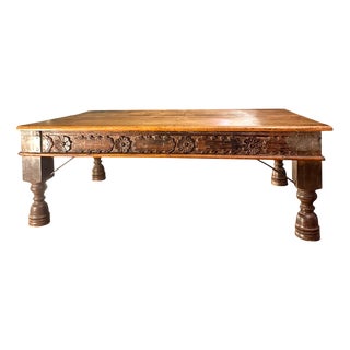 Large 19th-Century Indian Teak Low Table, Rajasthan For Sale