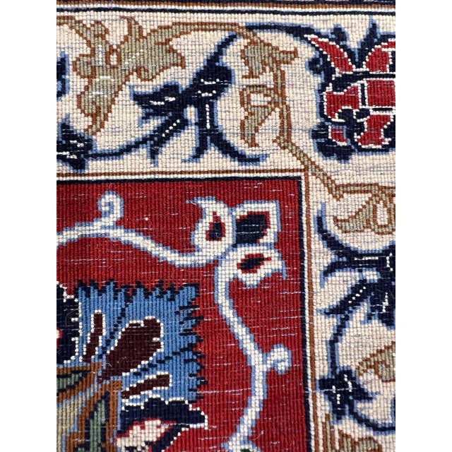 Traditional Light Blue Fine Hand Knotted Persian Silk & Wool Isfahan Rug For Sale - Image 3 of 12