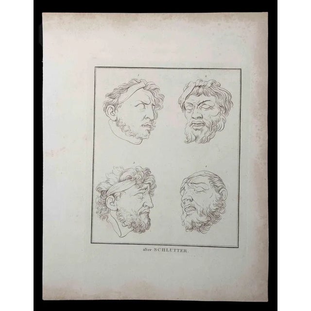 Portrait of men is an original etching artwork realized after Schilutter for Johann Caspar Lavater's "Essays on...