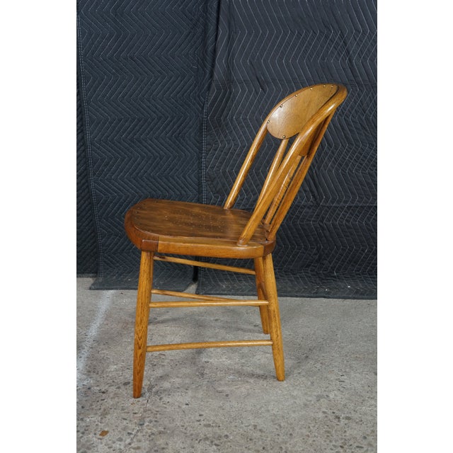 4 Antique American Oak Windsor Bow Back Chairs Saloon Pub Tavern Caboose Seats For Sale - Image 14 of 18