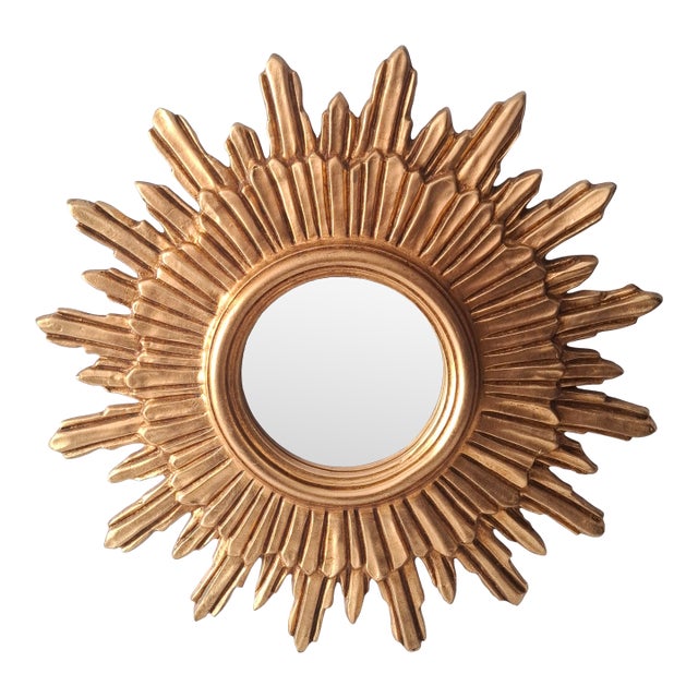 Beautiful Gilded Sunburst Mirror From the 1960s Italy For Sale