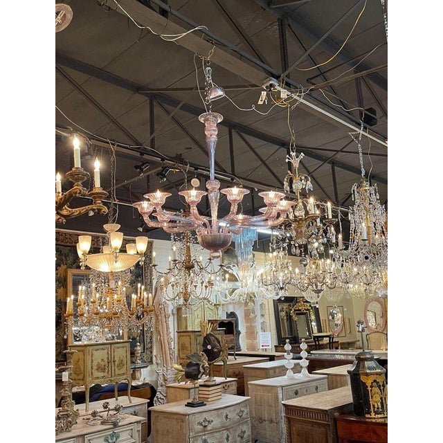 Modern Lavender Murano Glass 10 Arm Chandelier. For Sale - Image 9 of 9