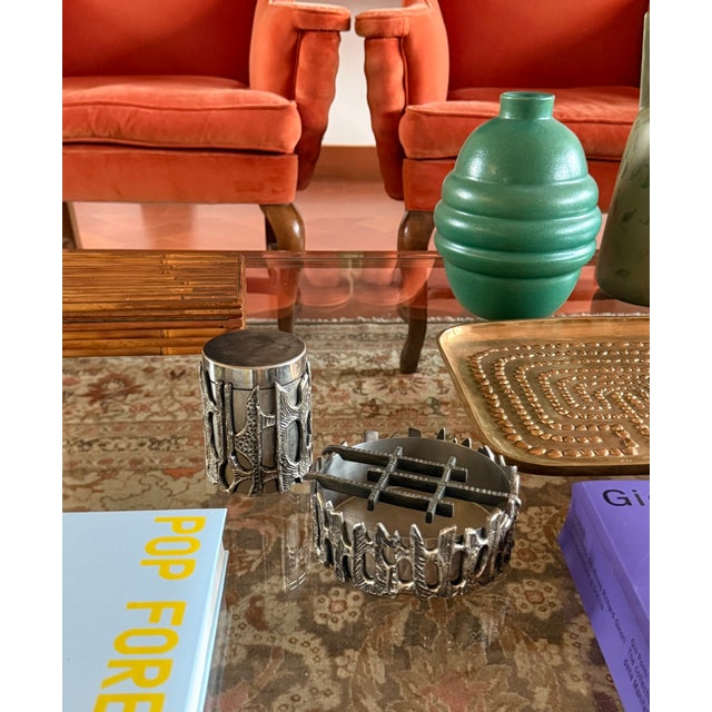 1970s Brutalist Top Smoking Set, Ashtray and Cigars Box, Morbelli Italy 1970 For Sale - Image 5 of 11