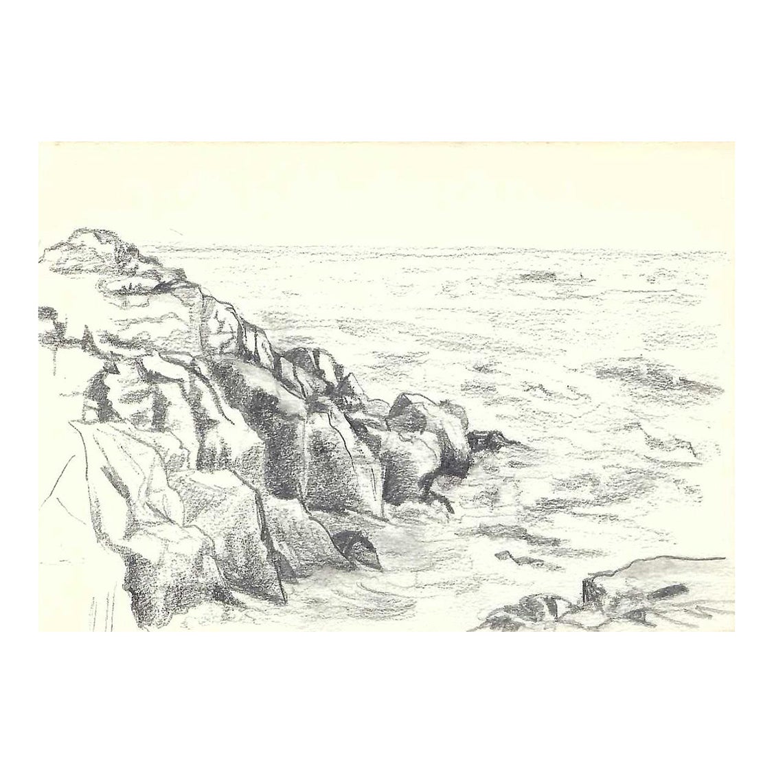 1970s Robert Angeloch Rocky Coast Drawing | Chairish