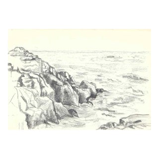 1970s Robert Angeloch Rocky Coast Drawing For Sale