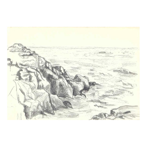 1970s Robert Angeloch Rocky Coast Drawing