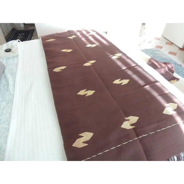 Islamic Brown and Gold Silk Woven Textile Panel with Fringes For Sale - Image 3 of 6