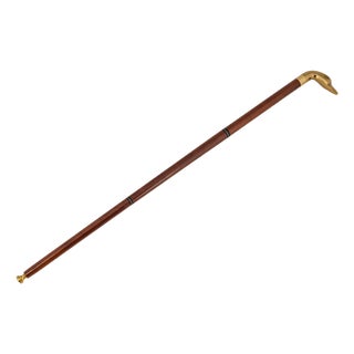 Vintage Walking Stick with Brass Duck Head, 1960s For Sale