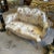 French French Style Antique White Tufted Sofa With Gold Details For Sale - Image 3 of 4