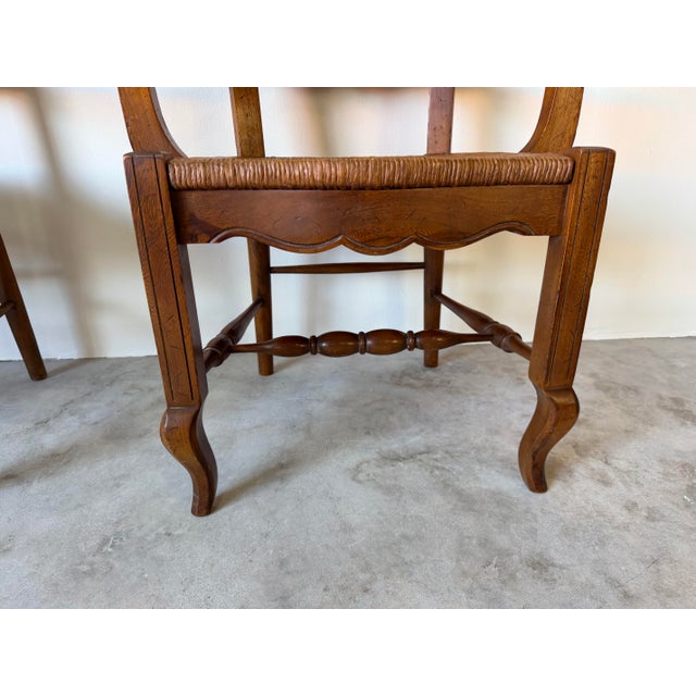 Wood Vintage Organic Arts & Crafts Style Curved Rail Back Accent Chairs – Pair For Sale - Image 7 of 12