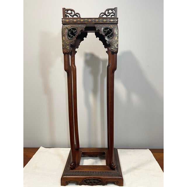 A very rare 19th century French wooden carved pedestal /umbrella stand with hand painted dragons in gold and some red...