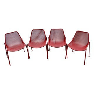 Italian Steel Tube & Mesh Indoor/Outdoor Emu Chairs Designed by Christophe Pillet, 4 Pieces For Sale