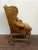 1990s Embossed Cognac Leather Wing Back Chair by Davis and Shaw For Sale - Image 5 of 17