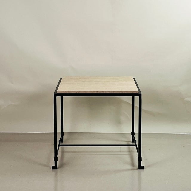 Not Yet Made - Made To Order Square 'Diagramme' Side Table in Travertine by Design Frères For Sale - Image 5 of 7