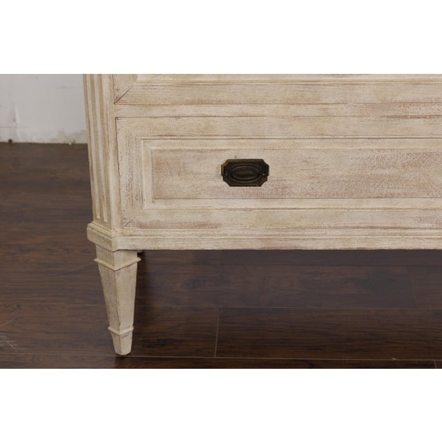 Pair of French Neoclassical Style 1930s Painted Chests with Marble Tops For Sale - Image 11 of 12