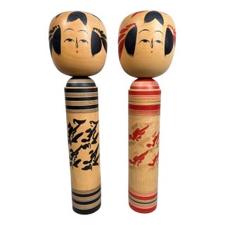 Vintage Sakunami Kokeshi, 1970s, Set of 2 For Sale