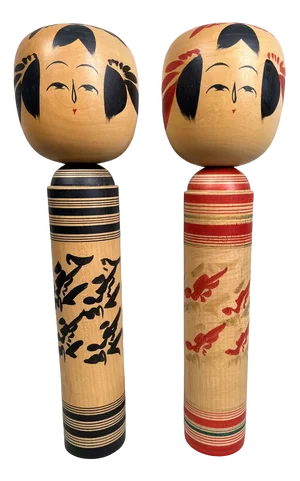 Vintage Sakunami Kokeshi, 1970s, Set of 2