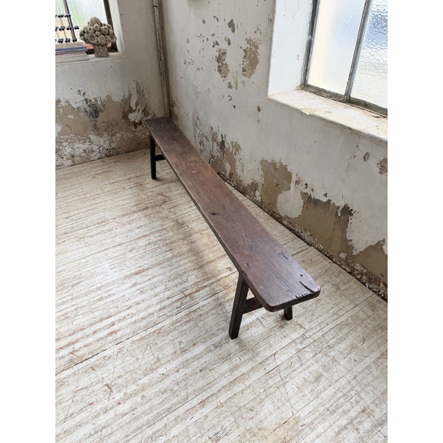 Antique Bench in Dark Patinated Pine, 1890s For Sale - Image 10 of 18