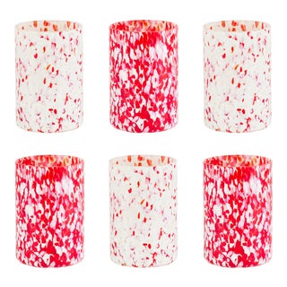 Stories of Italy Macchia su Macchia Tumblers - Red & Ivory Mix, Set of 6 For Sale