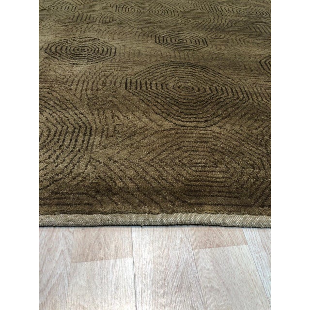 9x12 Yara Brown Geometric Contemporary Hand Knotted Wool Carpet Rug For Sale In New York - Image 6 of 6
