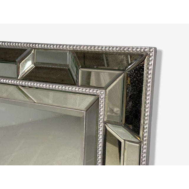 French Art Deco Style, Large Wall Mirrors, Antiqued Glass, Silver Leaf Wood For Sale In New York - Image 6 of 8