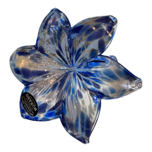 Handcrafted Murano Blue Art Glass Flower