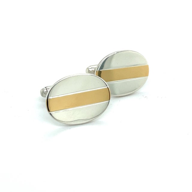 Authentic Tiffany & Co Estate Oval Cufflinks 18k YG + Sterling Silver TIF369 The Tiffany & Co. Estate Cufflinks in...