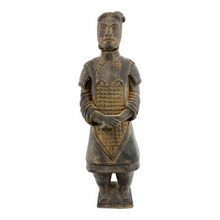 Vintage Chinese Terracotta Warrior Figure Sculpture With Aged Patina For Sale