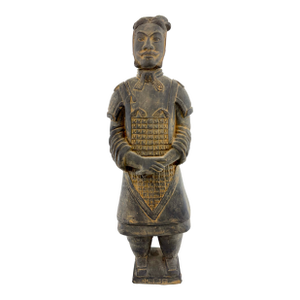 Vintage Chinese Terracotta Warrior Figure Sculpture With Aged Patina