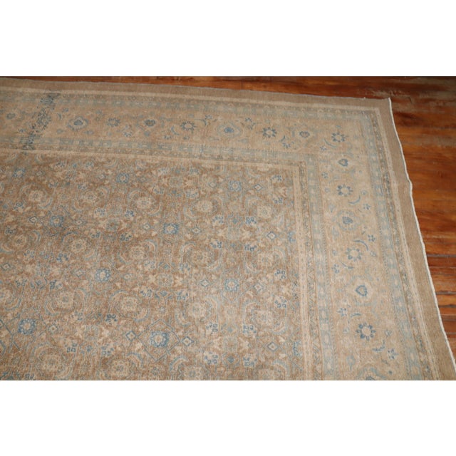 Brown Oversize Antique Zabihi Collection Persian Tabriz Brown Blue Rug - 12'2" x 17'9" For Sale - Image 8 of 10