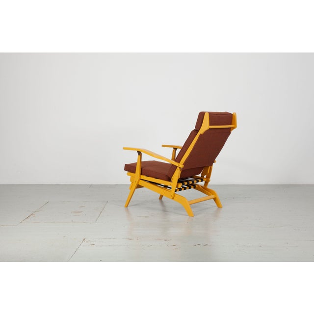 Yellow Lacquered Folding Deck Chair with Cushion, Italy, 1950s For Sale - Image 15 of 18