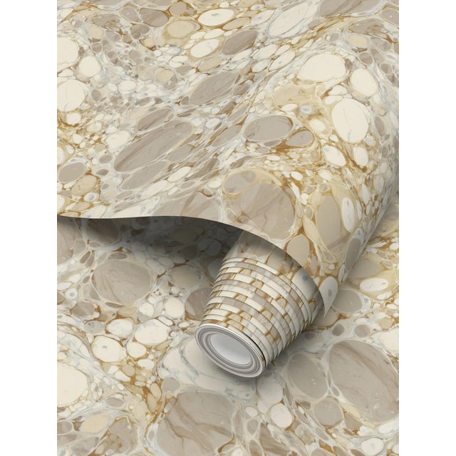 2020s Keats Pebble Marbled Removable Wallpaper – Beige/Cream Single Roll For Sale - Image 5 of 8