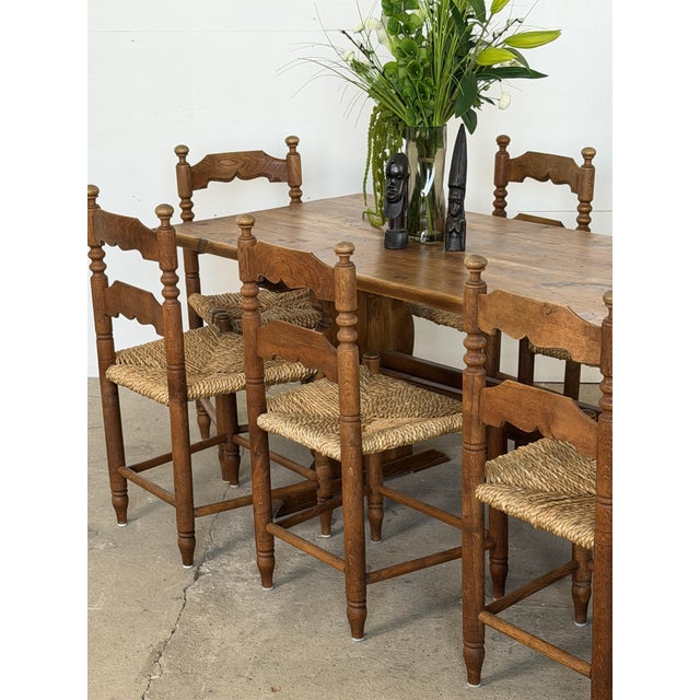 Wood Mid-Century Scandinavian Modern Rustic Pine Trestle Dining Table, 1940s For Sale - Image 7 of 11