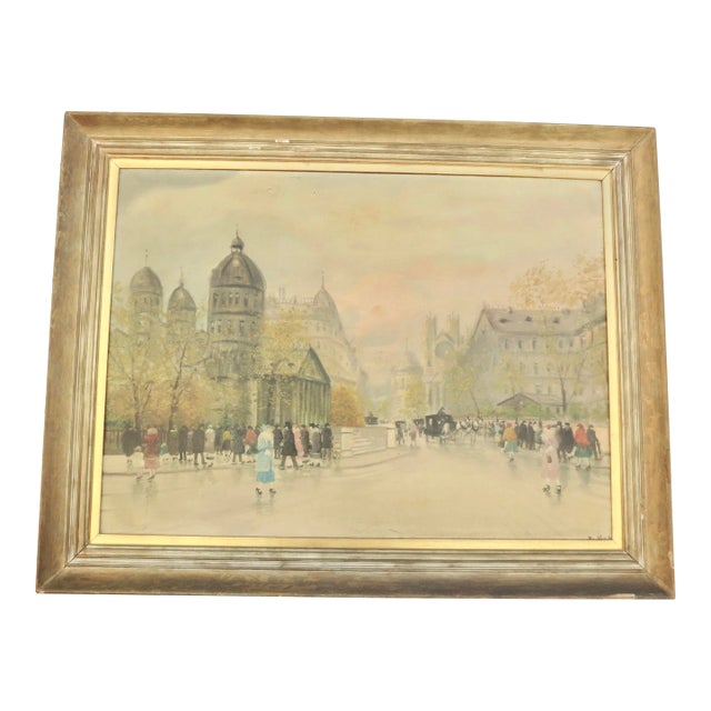 Antal Berkes Post Impressionist Paris Street Scene Circa 1920s For Sale