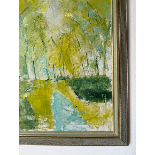 Green 1970’s James Holder Expressionist Abstract Acrylic on Canvas Painting – Framed For Sale - Image 8 of 12
