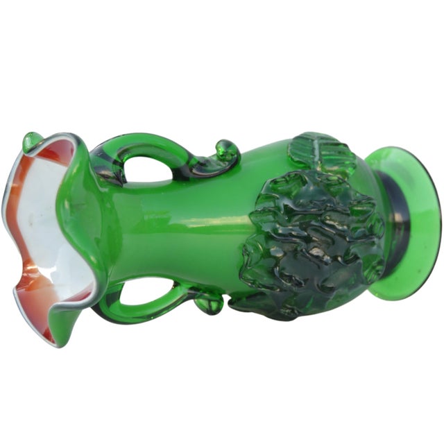 Glass Mid-Century Handmade Green Glass Art Vase For Sale - Image 7 of 9