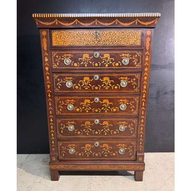 Tall 18th Century Dutch Marquetry Chest of Drawers For Sale - Image 17 of 17
