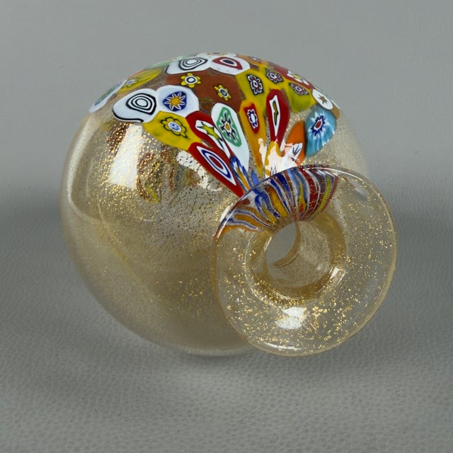 Gold Millefiori Murano Glass Bottle with Gold Leaf and Murrine from Gambaro & Poggi, 1970s For Sale - Image 8 of 12