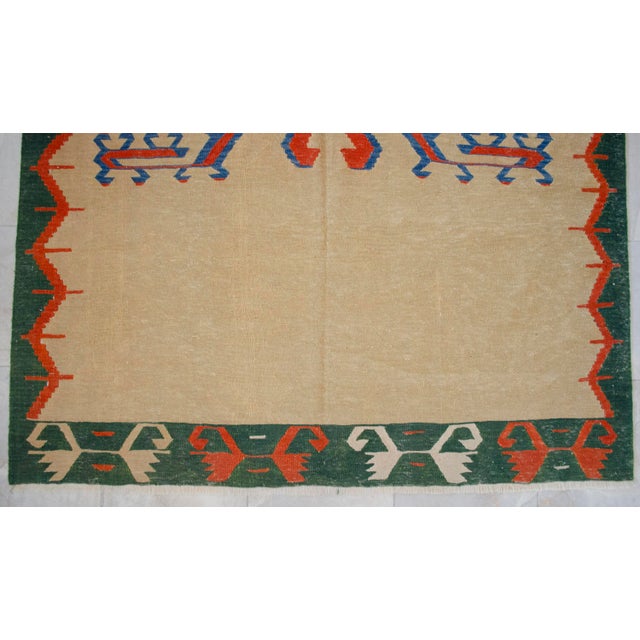 Vintage 6x9 Turkish Rug Kilim Handmade Geometric Tribal Design for Modern Farmhouse Decor For Sale - Image 10 of 13