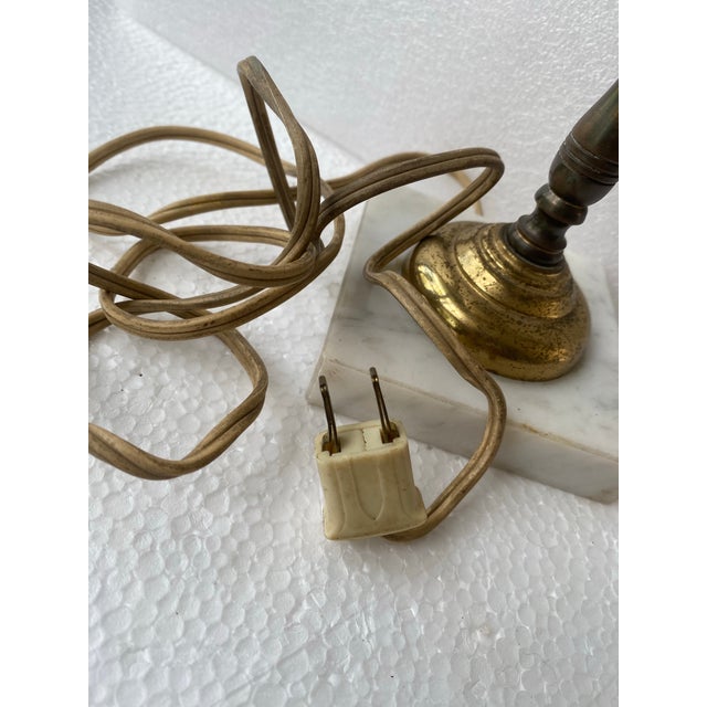 Vintage Victorian Hurricane Opaque 3d Table Lamp - "Gone With the Wind" Featuring Raised, Hand-Painted Floral Motifs on Milk Glass a Marble Base For Sale In Naples, FL - Image 6 of 10