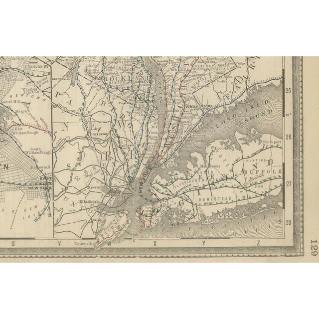 Antique Lithograph Map of Southeastern New York by Rand McNally, 1888 For Sale - Image 9 of 11