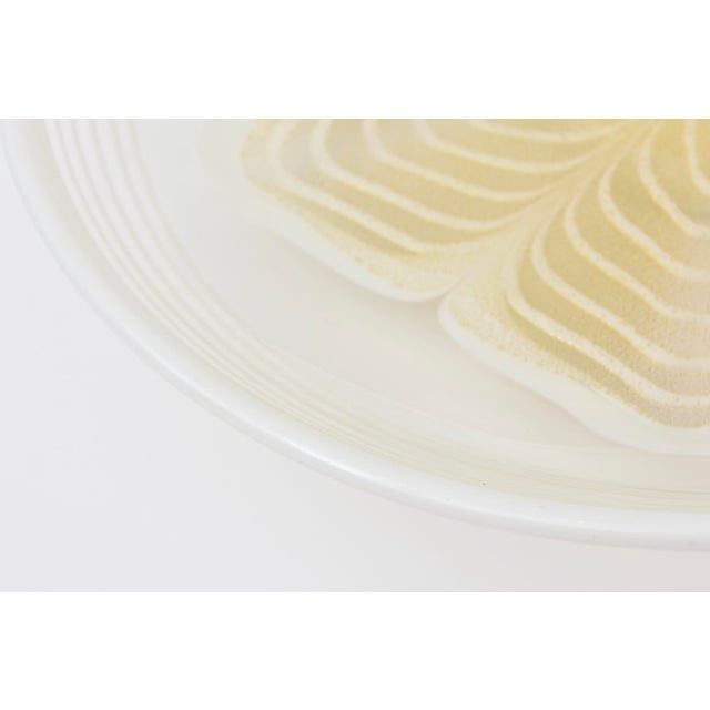 Vintage Murano Round Flower Glass Bowl, White With Gold Aventurine, 1980's, Italy For Sale In Miami - Image 6 of 9